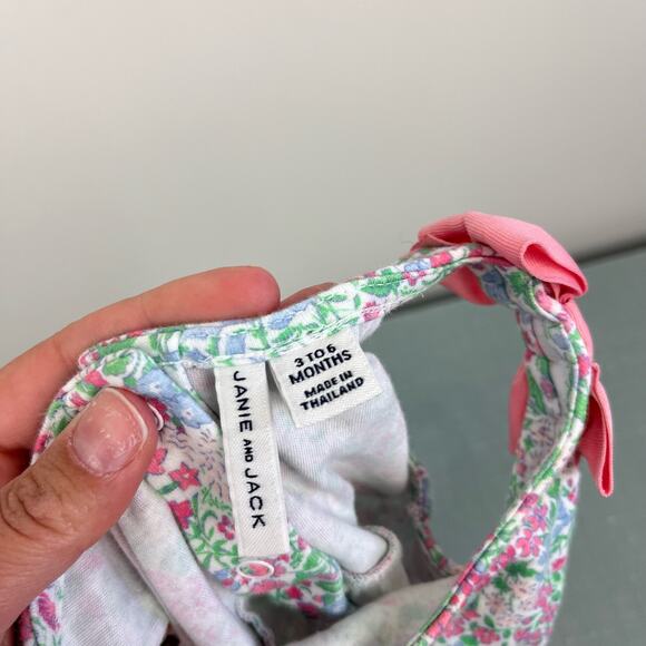Janie and Jack Ditsy Floral Bow Romper 3-6 Months - Picture 5 of 7